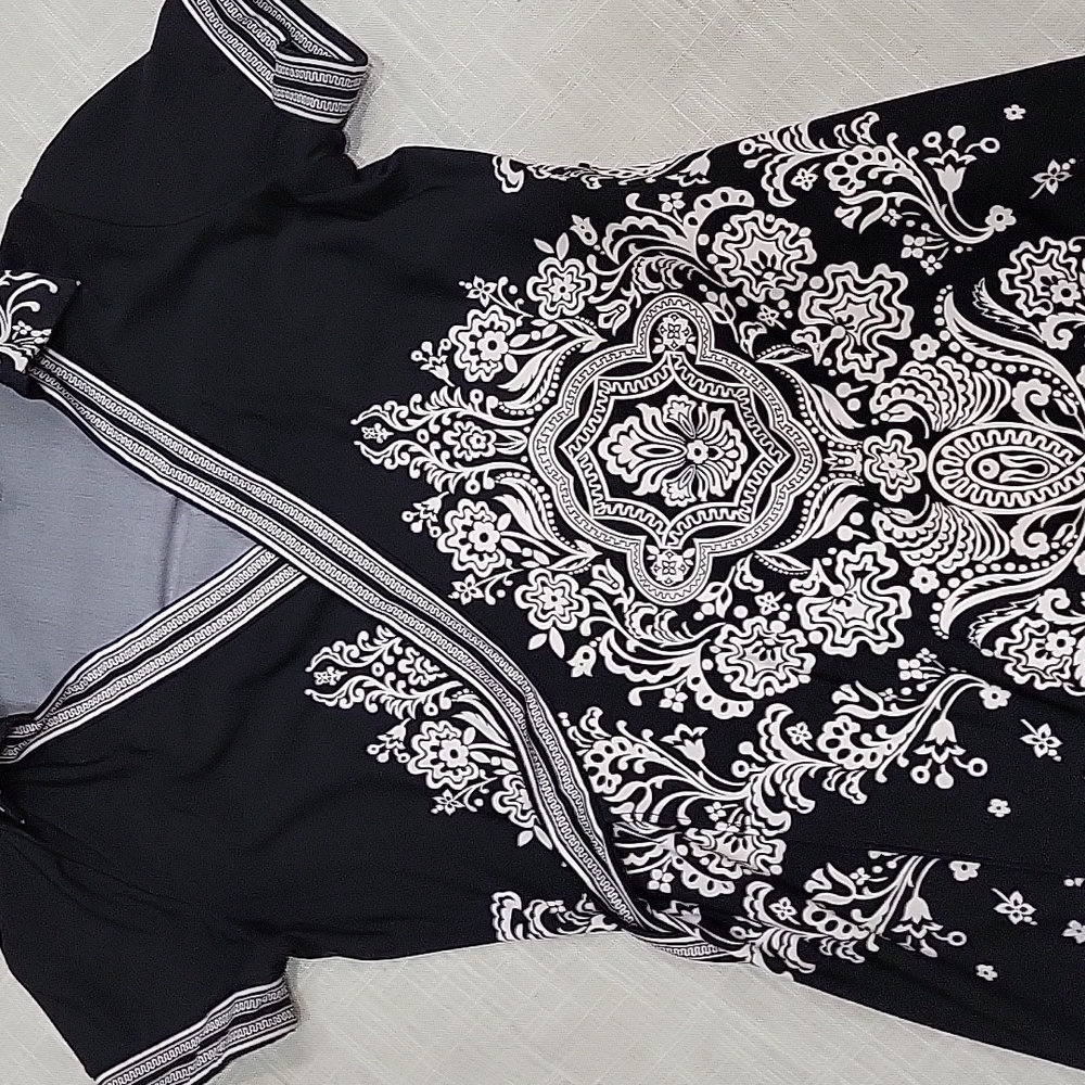 Black and white wrap dress